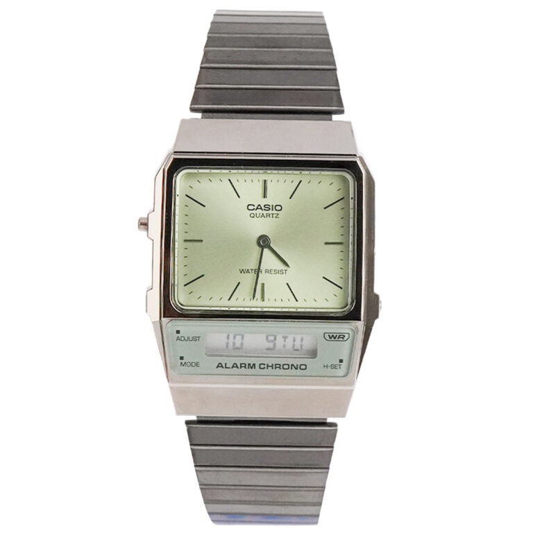 Casio AQ-800ECGG-3ADF, đồng hồ Casio nam tay nhỏ mặt vuông xanh hiện đại
