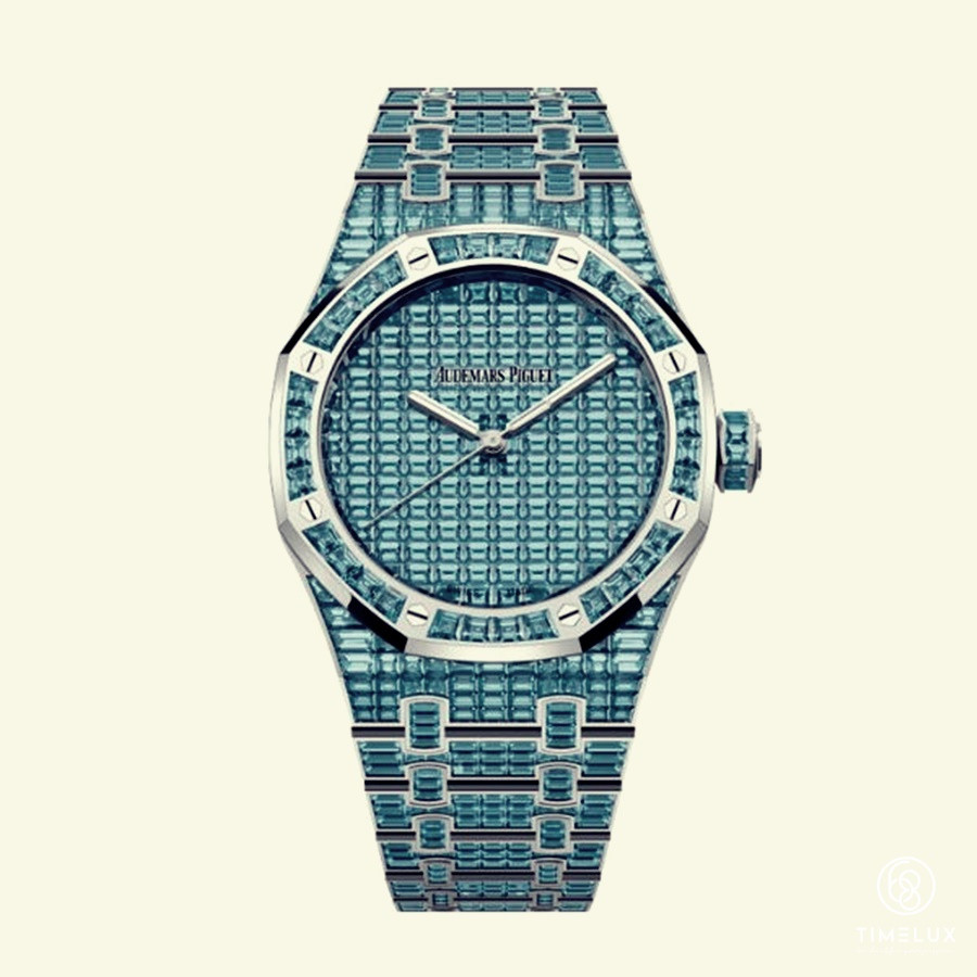 Đồng hồ Audemars Piguet Royal Oak Blue Topaz xanh quý phái với đá quý lấp lánh