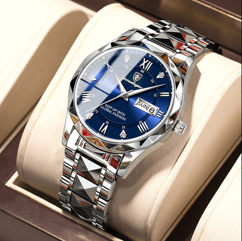 Đồng hồ nam POEDAGAR 615 dây thép không gỉ và mặt kính chống trầy sapphire