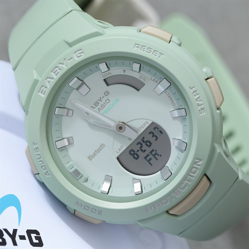 Đồng hồ đeo tay Baby-G 41.4mm nữ BSA-B100CS-3ADR trang bị mặt kính khoáng trong suốt