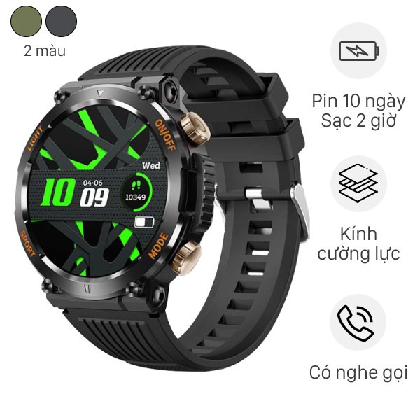 Đồng hồ thông minh BeFit Hunter2 với dây silicone bền bỉ