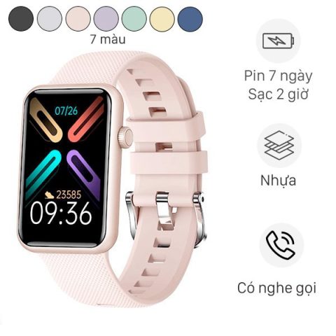 Đồng hồ thông minh BeFit WatchFit 46.7mm màu hồng hỗ trợ nghe gọi Bluetooth tiện lợi