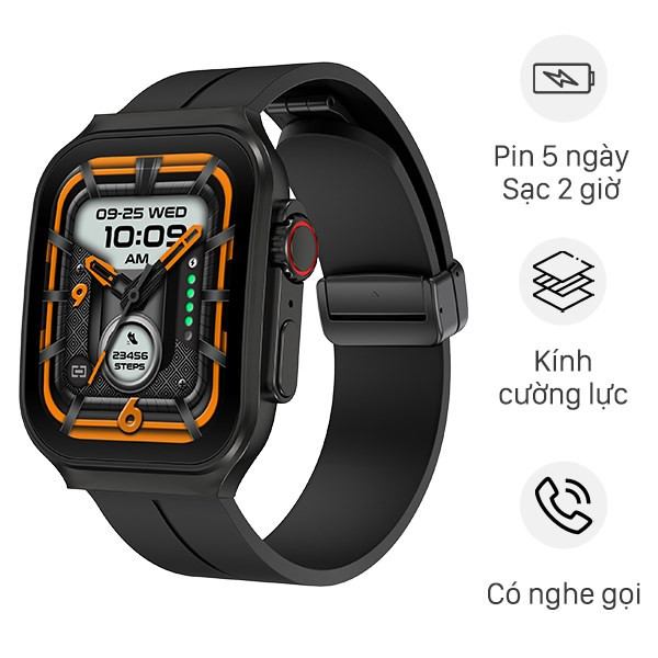 Đồng hồ thông minh BeFit Watch Ultra S màu đen dây silicone sang trọng