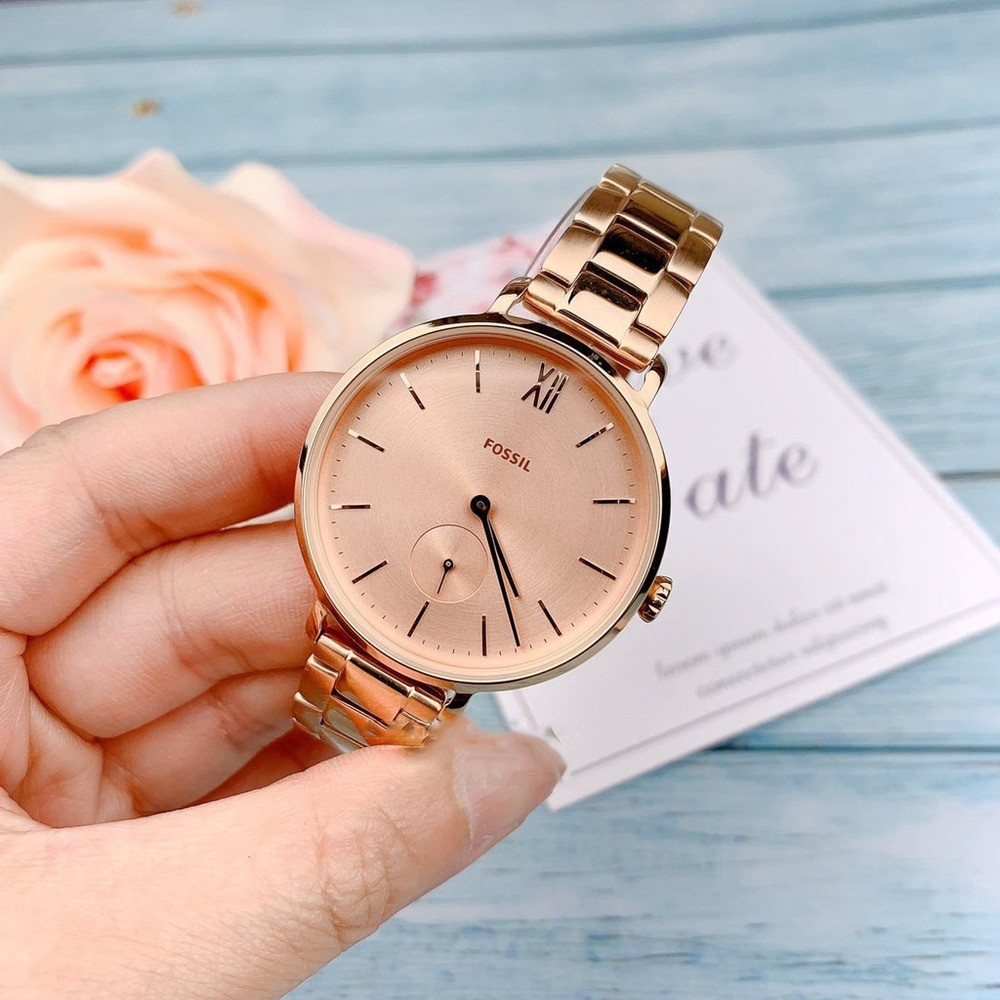 Đồng hồ Fossil ES4571 màu vàng hồng với mặt số phụ độc đáo