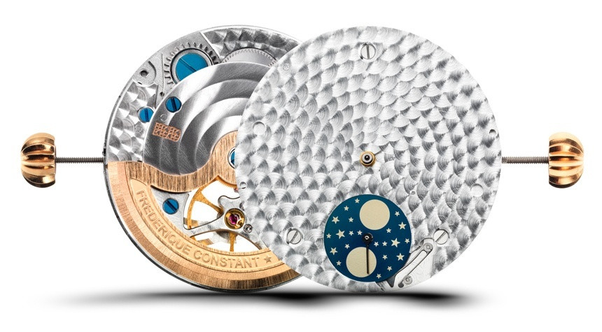 Bộ máy đồng hồ Frederique Constant với cơ chế lịch tuần trăng Moonphase phức tạp