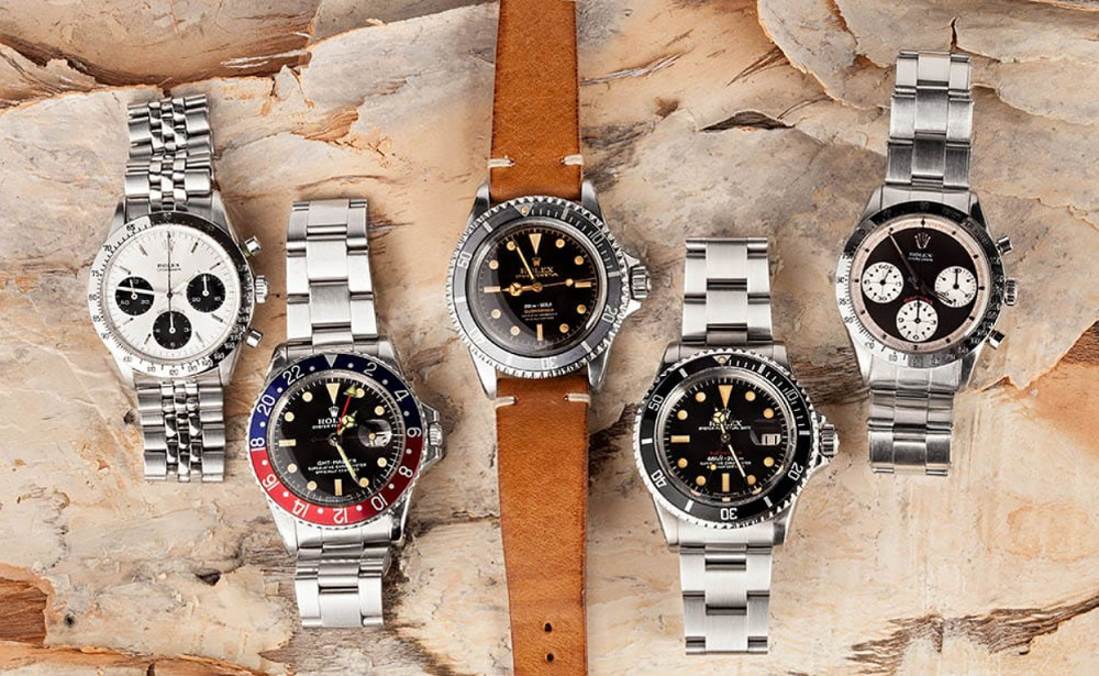 Hình ảnh tổng quan bộ sưu tập Rolex, thể hiện sự đa dạng của các dòng đồng hồ của Rolex