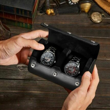 Hộp đựng đồng hồ chính hãng du lịch nhỏ gọn dạng cuộn tròn bằng da