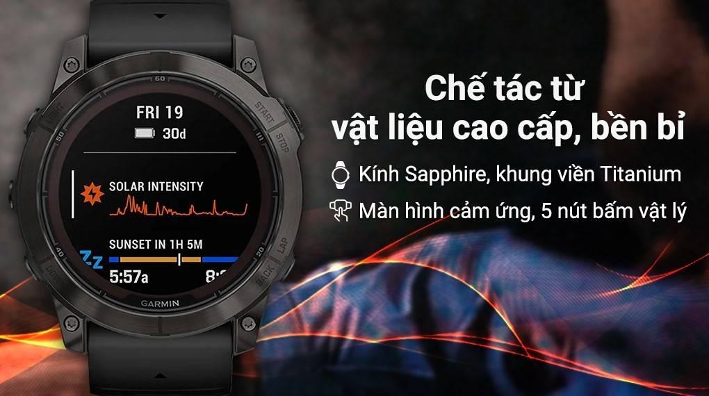 Đồng hồ thông minh Garmin Fenix 7X Sapphire Solar dây titanium bền bỉ