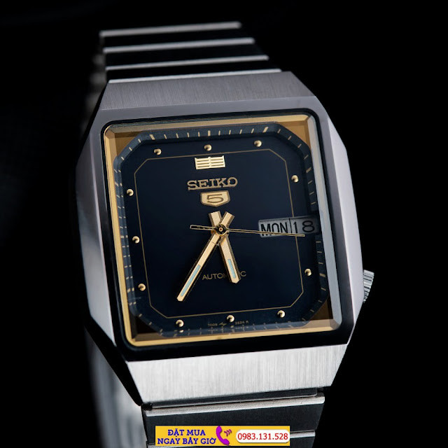 Đồng hồ Seiko 5 chặt góc cổ điển mặt vuông