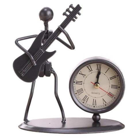 Đồng hồ để bàn trang trí phòng khách Muellery hình người chơi guitar, giá rẻ, phong cách cổ điển.