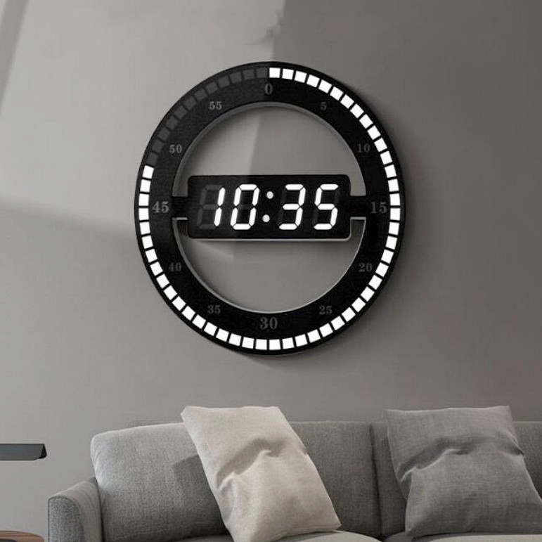 Đồng hồ treo tường độc lạ hiển thị thời gian bằng chữ phát sáng LED, phù hợp nội thất hiện đại