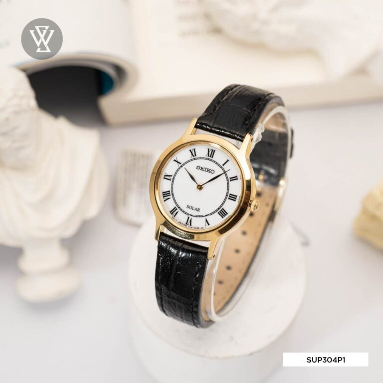 Đồng hồ Seiko nữ với mặt số khảm xà cừ và viền đá lấp lánh, tôn vinh nét quyến rũ và thanh lịch của các hãng đồng hồ nổi tiếng cho nữ