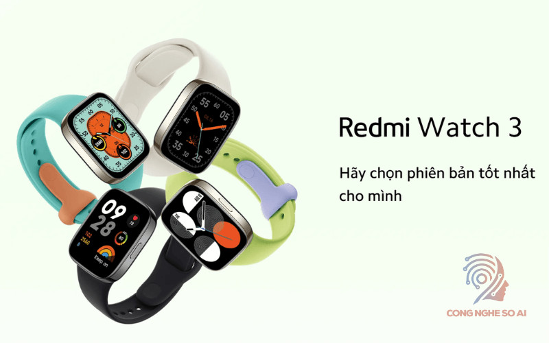 Đồng hồ thông minh Xiaomi Redmi Watch 3 với màn hình vuông hiển thị rõ nét, một lựa chọn phổ biến trong phân khúc các loại đồng hồ thông minh giá rẻ.