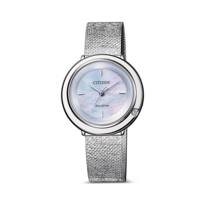 Đồng hồ Citizen nữ EM0640-82D với mặt khảm xà cừ và niềng đính kim cương