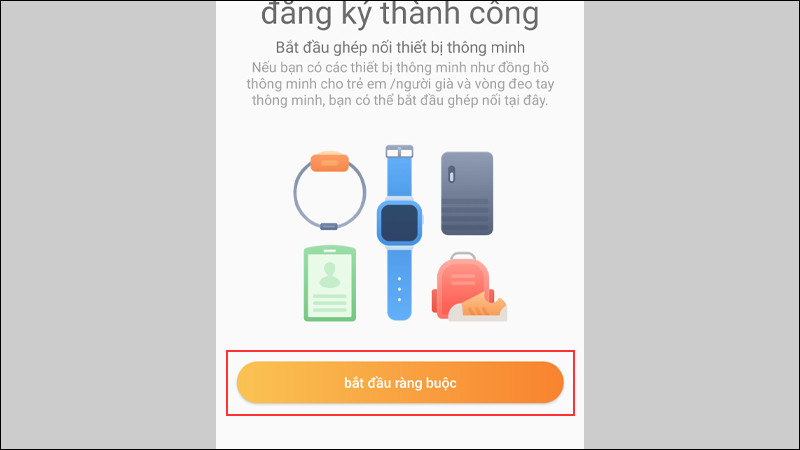 Chọn Bắt đầu ràng buộc đồng hồ định vị