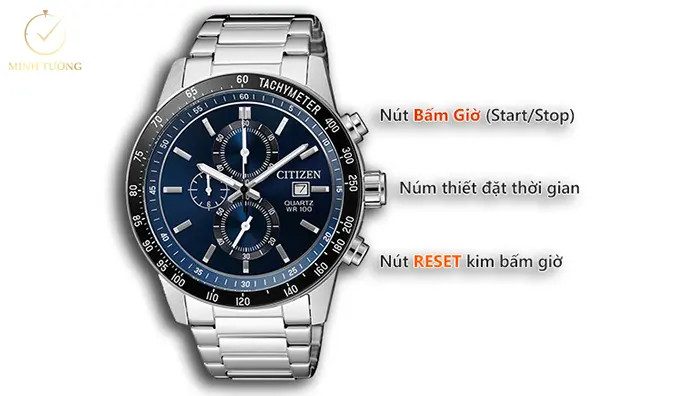 Các nút bấm trên đồng hồ Seiko Chronograph hỗ trợ điều chỉnh chức năng