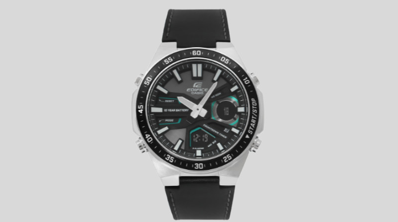 Đồng hồ EDIFICE CASIO EFV-C110L-1AVDF có thiết kế mặt tròn và vòng số ấn tượng