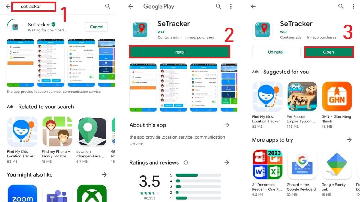 Màn hình điện thoại hiển thị ứng dụng SeTracker để chỉnh giờ đồng hồ thông minh trẻ em