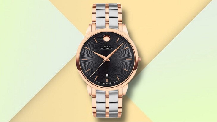 Đồng hồ Movado với thiết kế tối giản, sang trọng, thể hiện độ chính hãng.