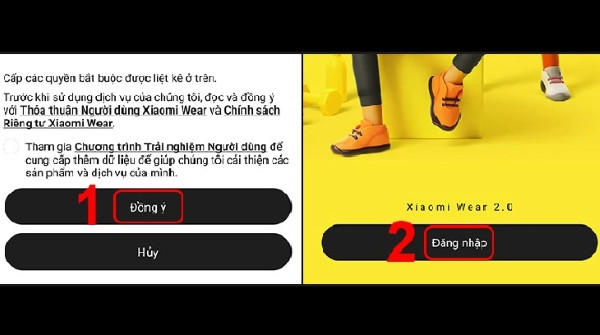Giao diện đăng ký tài khoản Xiaomi trên điện thoại để bắt đầu kết nối đồng hồ