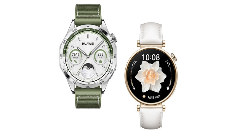 Đồng hồ Huawei Watch với dây đeo màu đen và màn hình hiển thị biểu đồ