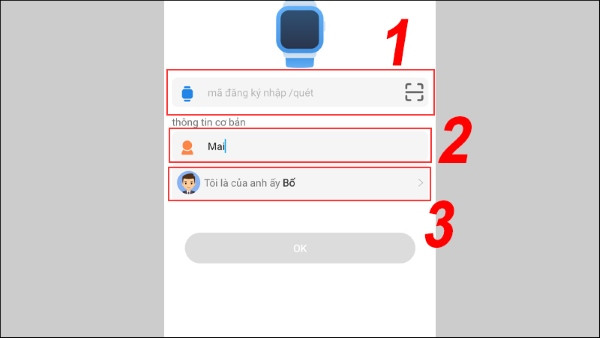 Nhập hoặc quét mã QR phía sau đồng hồ để liên kết thiết bị