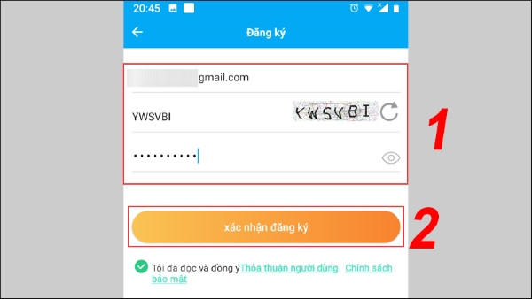 Nhập thông tin cá nhân để hoàn tất đăng ký tài khoản SeTracker