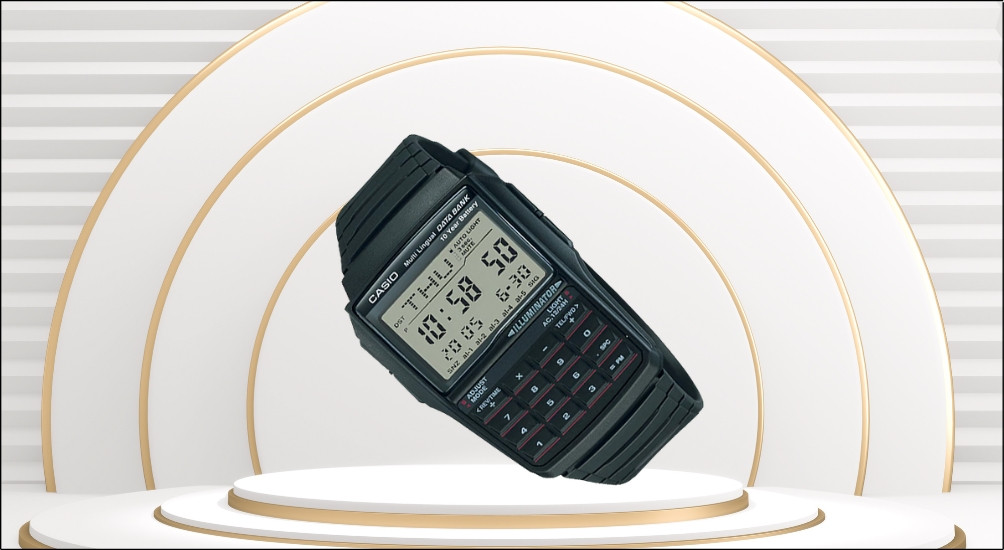Đồng hồ Casio Databank màu bạc cổ điển, tiện ích hiện đại