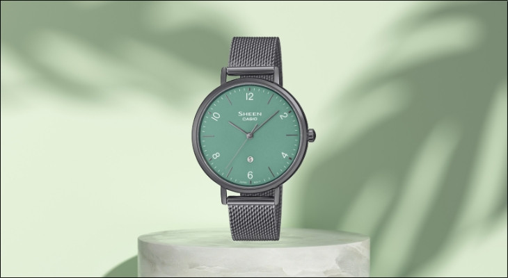 Dòng đồng hồ Casio Sheen nữ vàng hồng mặt tròn sang trọng