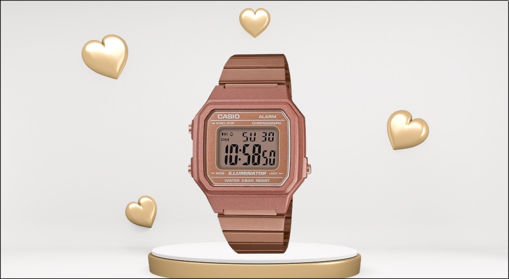 Đồng hồ Casio điện tử Rose Gold mạ vàng hồng mặt vuông