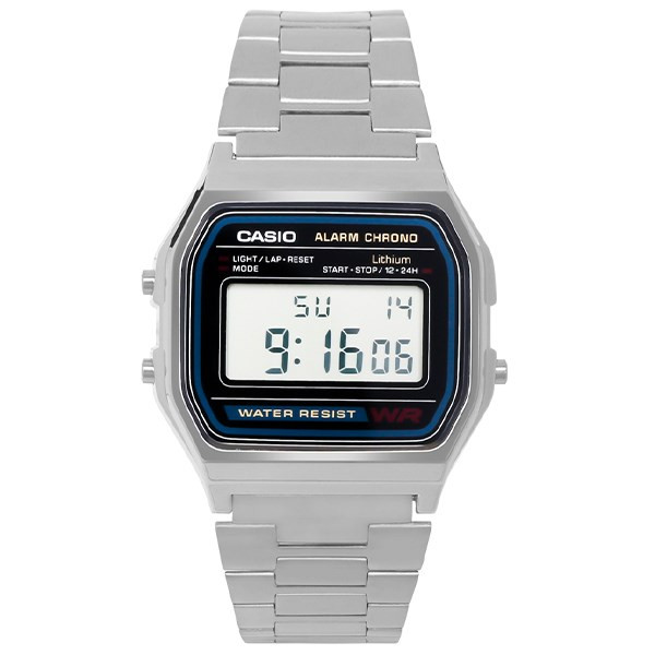 Đồng hồ unisex Casio A158WA-1DF mặt chữ nhật cổ điển