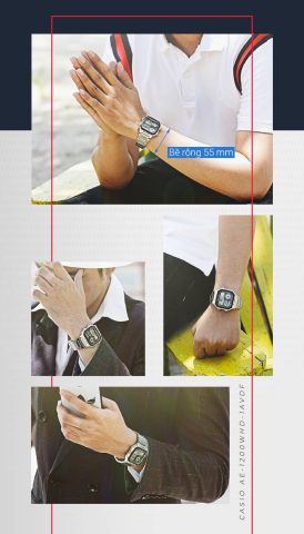 Đồng hồ Casio AE-1200WHD-1AVDF trên cổ tay người dùng