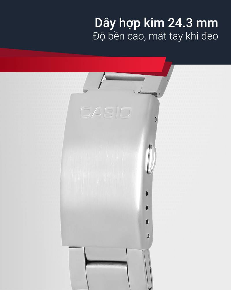 Dây đeo hợp kim bền đẹp của đồng hồ Casio AE-1200WHD-1AVDF