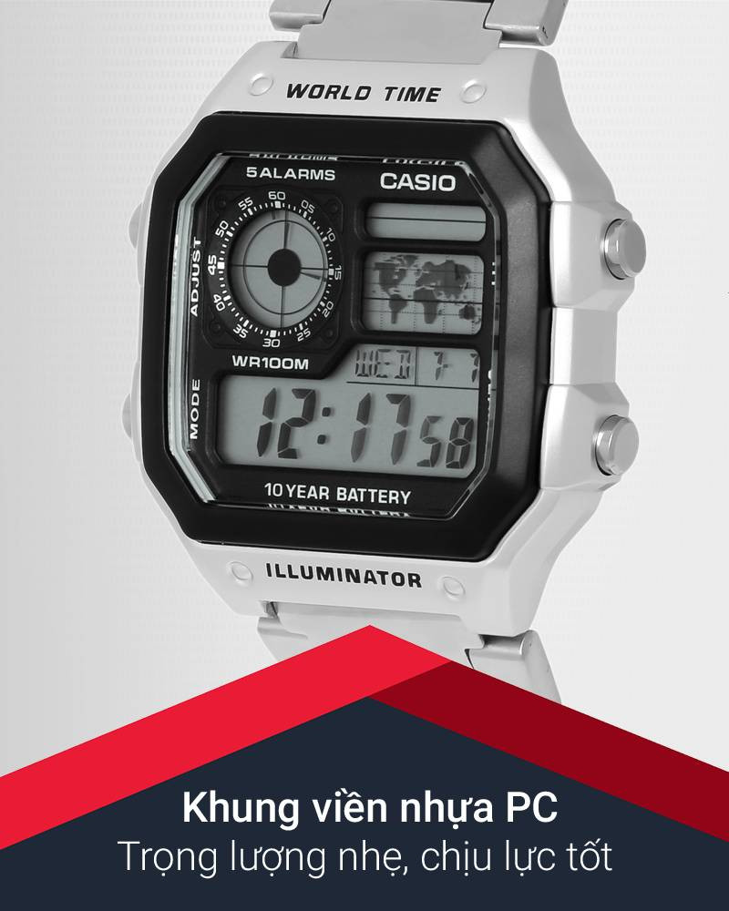 Tổng quan về thiết kế Đồng hồ Casio AE-1200WHD-1AVDF
