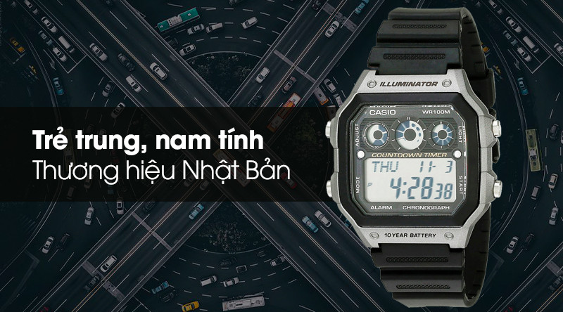 Đồng hồ nam Casio AE-1300WH-8AVDF với thiết kế mạnh mẽ, trẻ trung