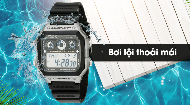 Đồng hồ Casio AE-1300WH-8AVDF nam có khả năng chống nước 10 ATM