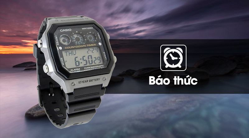 Tính năng báo thức tiện ích của đồng hồ nam Casio AE-1300WH-8AVDF