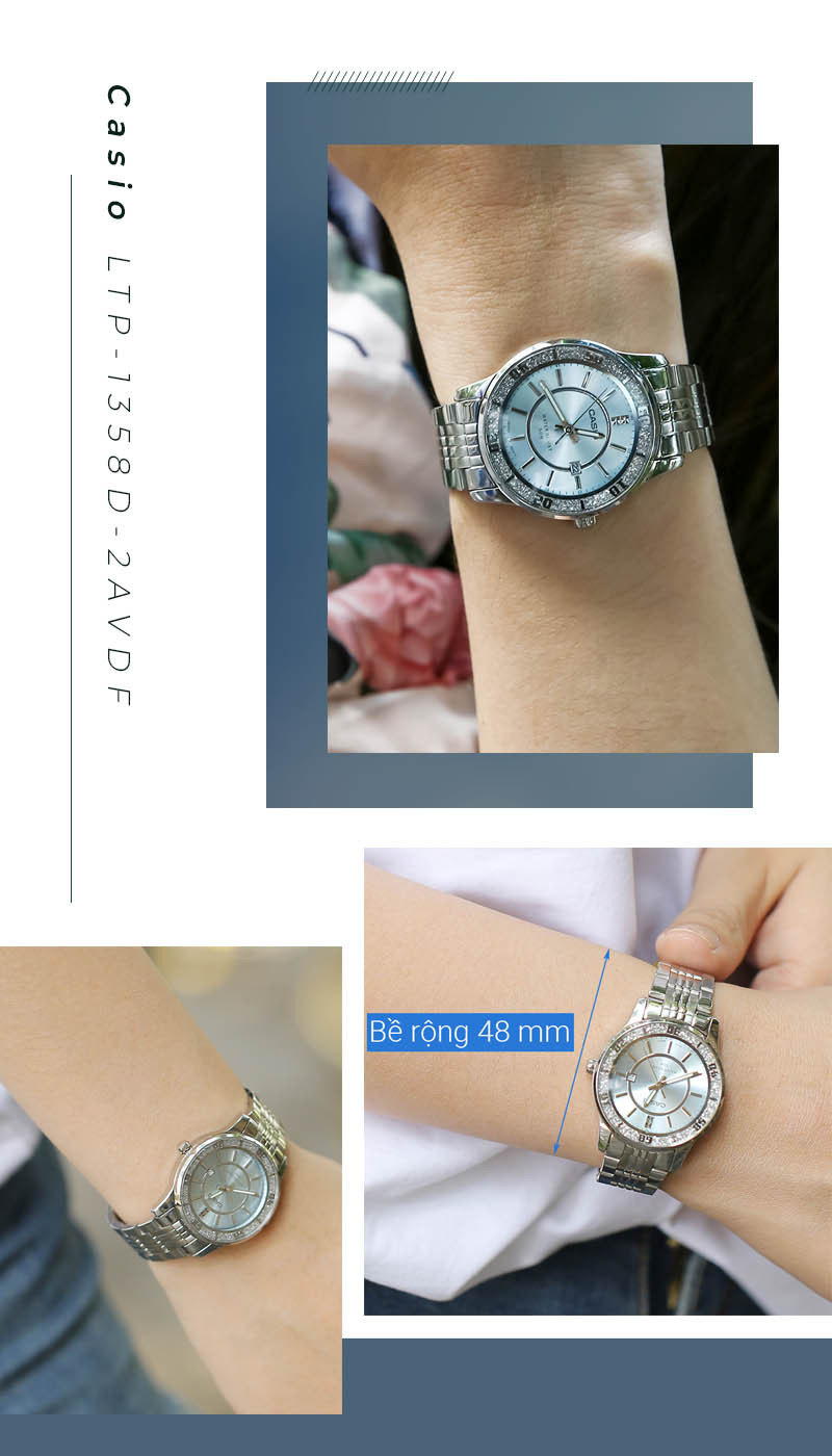 Đồng hồ Casio Nữ LTP-1358D-2AVDF toàn cảnh trên tay