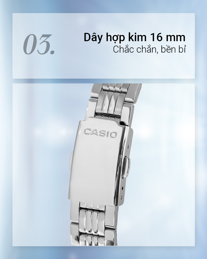 Dây đeo hợp kim bền chắc của đồng hồ Casio Nữ LTP-1358D-2AVDF