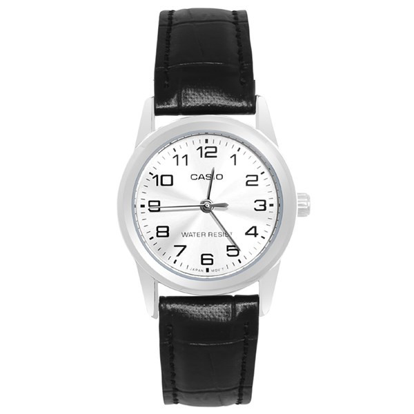 Casio nữ LTP-V001L-7BUDF dây da đen mặt nhỏ gọn gàng