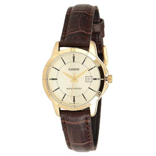 Đồng hồ Casio nữ giảm giá LTP-V004GL-9AUDF dây da nâu cổ điển