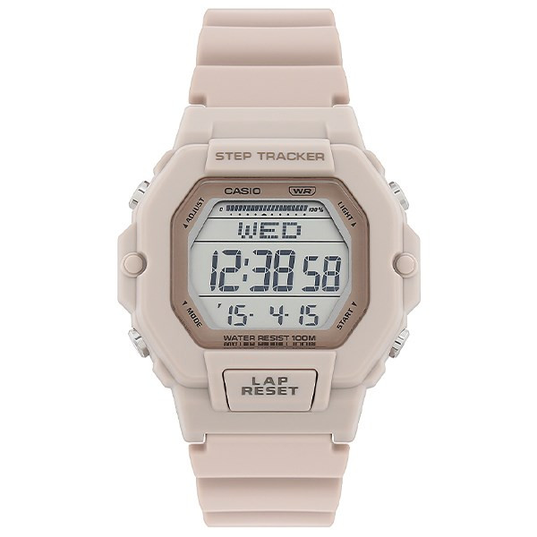 Đồng hồ Casio LWS-2200H-4AVDF màu hồng be hiện đại, dây nhựa mềm mại