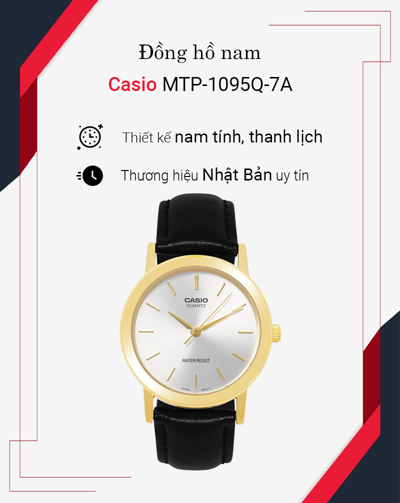 Đồng hồ Casio MTP-1095Q-7A với kiểu dáng sang trọng