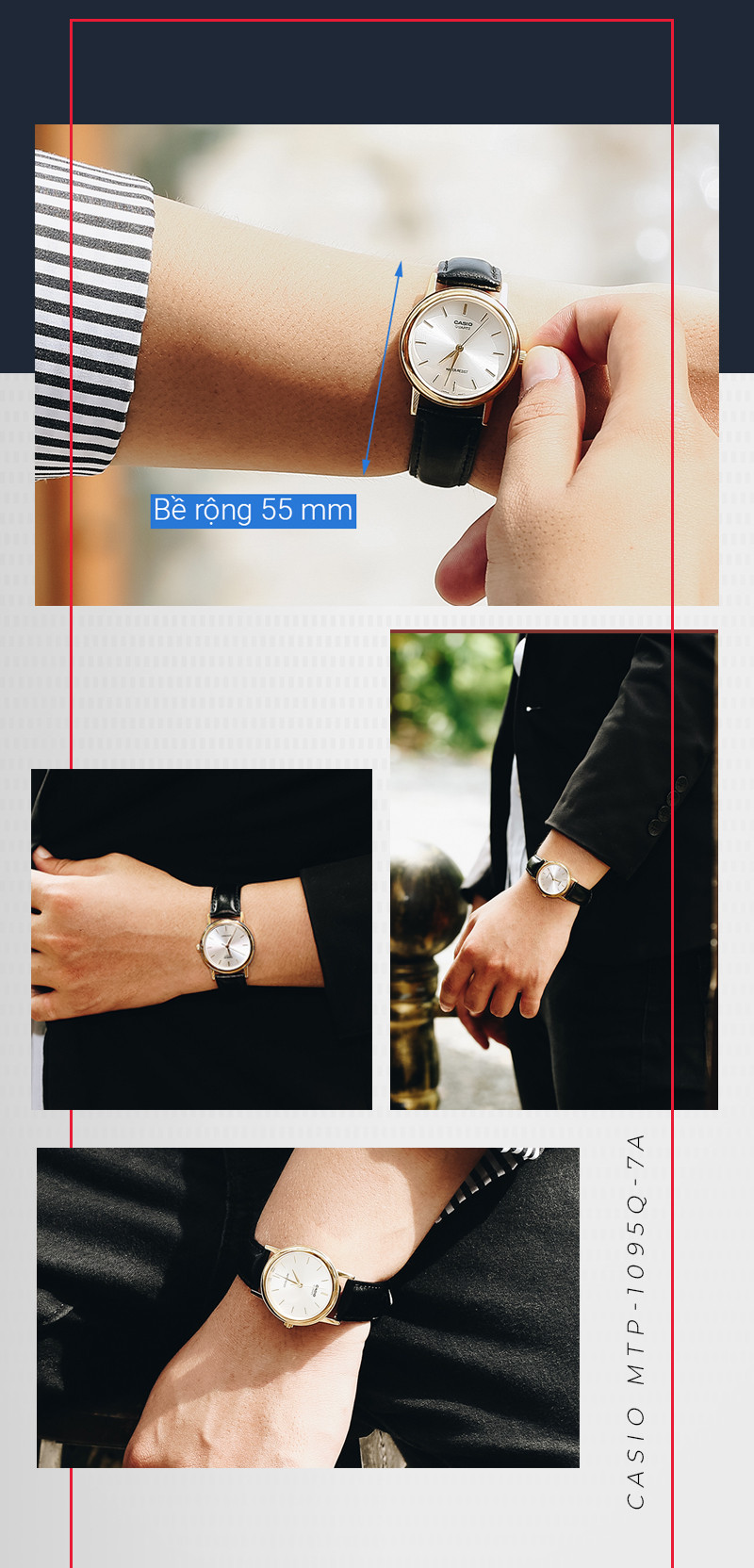 Đồng hồ Casio MTP-1095Q-7A trên cổ tay nam