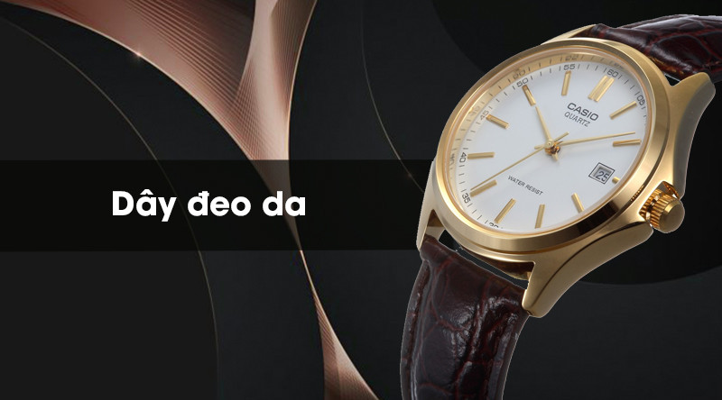 Dây đeo da mềm mại, êm ái của đồng hồ casio mtp 1183q 7adf với thiết kế đục lỗ phù hợp nhiều cỡ cổ tay