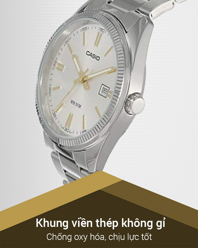 Khung viền bền bỉ của đồng hồ nam Casio MTP-1302D-7A2VDF