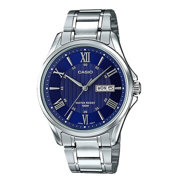 Đồng hồ Casio nam MTP-1384D-2AVDF mặt xanh lam, dây thép không gỉ, kiểu dáng lịch lãm, tính năng chống nước