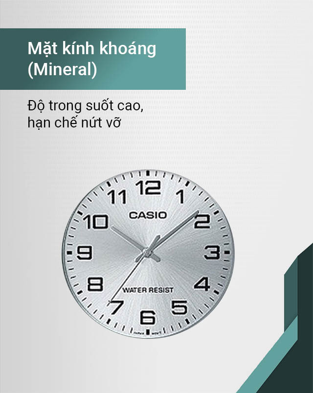 Mặt kính khoáng của đồng hồ nam Casio MTP-V001L-7BUDF