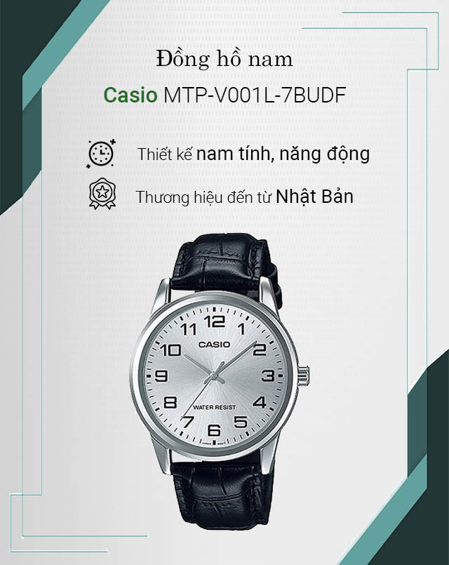 Tổng quan đồng hồ nam Casio MTP-V001L-7BUDF