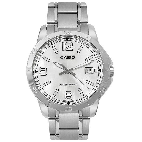 Mẫu đồng hồ Casio MTP-V004D-7B2UDF nam lịch lãm, một phần của chương trình khuyến mãi mua 1 tặng 1 đồng hồ.